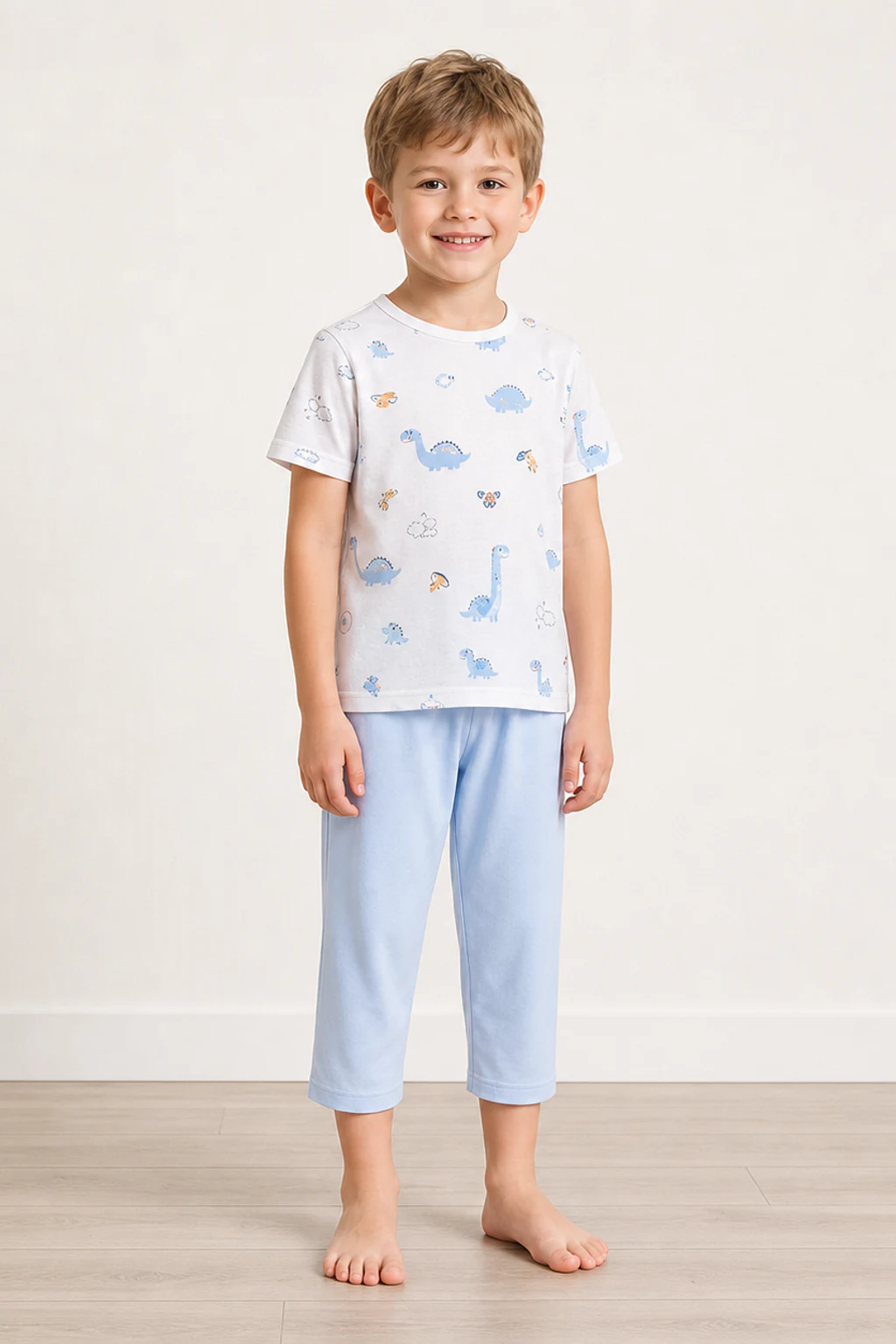 Boys’ Dinosaur-Print Cropped-Pant Set